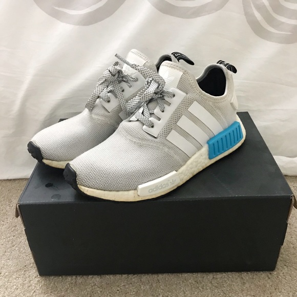 ADIDAS NMD R1 light grey white blue ADIDAS NMD R1 light grey white blue